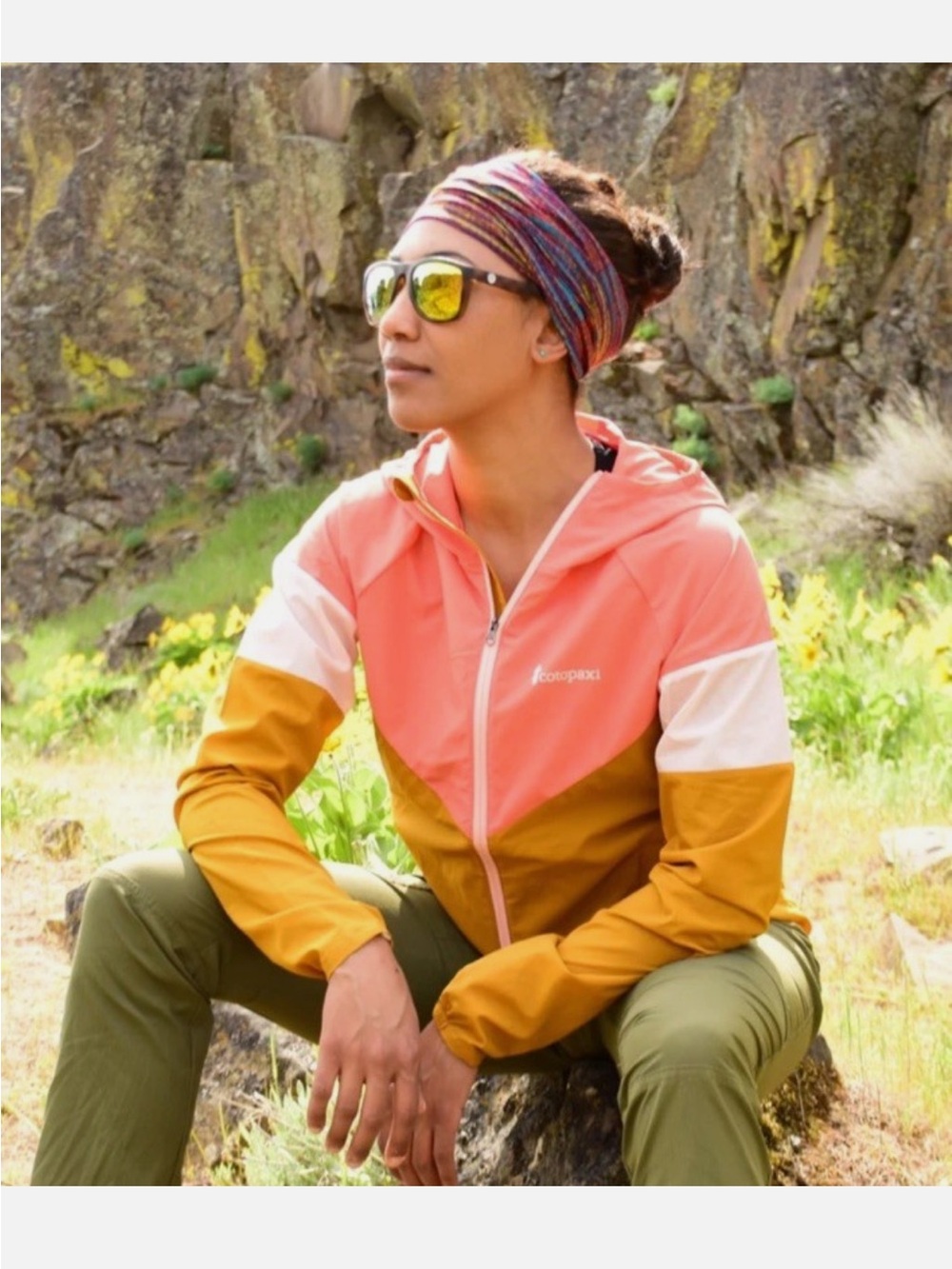 Outdoor Ultra lightweight Hooded Jacket Cotopaxi- Coral, Mustard & Light Pink